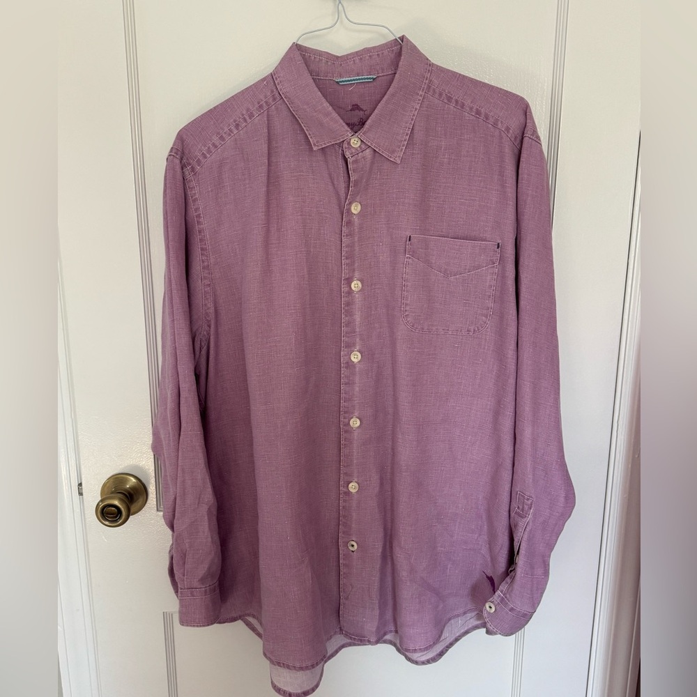 Tommy Bahama Lavender Linen Relax Shirt Size L